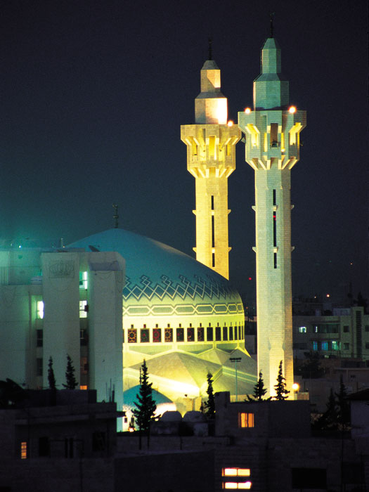 amman king abdullah i mosque night